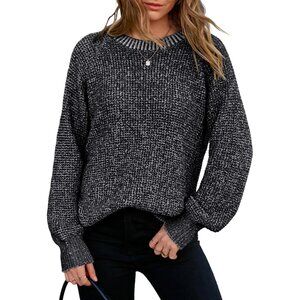 2025 Women's Oversized Chunky Pullover Sweater - Cozy Waffle Knit for Fall